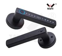 Aumotop Biometric Keyless Lock with Advanced Security Features for Office and Home, 5 in 1 Smart Lock for Smart Life App, Aluminum Alloy/Black/35-55mm