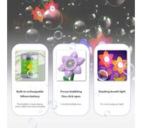 Aumotop Bubble Machine Adorable Sunflower Shaped Automatic Bubble Blower for Birthday Party Rechargeable Yellow/Purple (Purple)