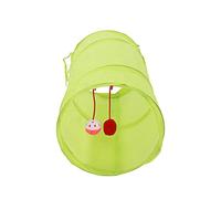 Aumotop Cat Tunnel, Foldable Interactive Polyester Toy for Indoor Cats and Puppies, Durable Design with Hanging Ball, 19.3 X 9.8in (Fluorescent Green)