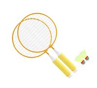 Aumotop Children Badminton Racket Set with 2 Rackets and 2 Balls for Kids Fun Outdoor Play Soft Comfortable Grip (Yellow)