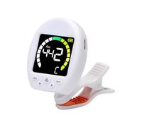 Aumotop Clamp/Holder-On Chromatic Guitar Tuner with Vibrant LCD Display for Guitar Bass Violin Ukulele Color Screen Display Portable Tuner for Musicians (White)
