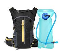 Aumotop Compact Foldable Hydration Pack Backpack with 2L Water Bladder, Breathable Mesh and Reflective Elements for Safe Cycling, Running and Hiking, Black Lightweight Outdoor Bag (Yellow)