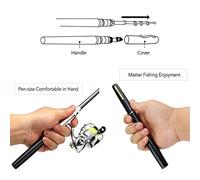 Aumotop Compact Pocket Collapsible Fishing Rod Reel Combo Mini Pen Fishing Pole Kit Telescopic Lightweight Reel Rod Kit for On-The-Go Anglers Aluminum Alloy & Steel Fiber Blue/Red 1M (1.4M)