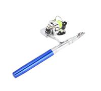 Aumotop Compact Pocket Collapsible Fishing Rod Reel Combo Mini Pen Fishing Pole Kit Telescopic Lightweight Reel Rod Kit for On-The-Go Anglers Aluminum Alloy & Steel Fiber Blue/Red 1M (1.6M)