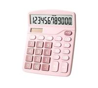 Aumotop Desk Calculator with Large 12 Digit LCD Display, Dual Power, for Home, Office, School, Plastic (Pink)