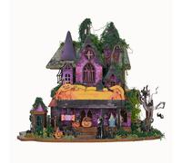 Aumotop DIY Haunted Castle 3D Puzzle Building Kit with LED Lights for Scary Home Decoration, Wood/Paper/Fabric Material for Halloween Lovers