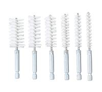 Aumotop Durable Twisted Wire Cleaning Brush Set with Hex Shank for Electric Drill Impact Driver, Heavy-Duty Tube Bottle Brush Kit for Rust Removal, 6 X Bore (Nylon (White))