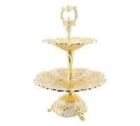 Aumotop Elegant 2 Tier Cupcake Stand Display Holder for Dessert Table Decorations, Scratch Resistant Alloy Double Layer Fruit Plate for Wedding Party Reception (Gold White)