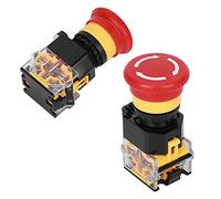 Aumotop Emergency Stop Push Switch Durable 22mm Button Switch for Industrial Parts 3PCs Push On-Off Suitable for Engineering Plastic