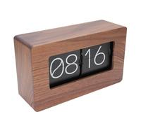 Aumotop Flip Desk Clock Vintage Wooden Auto Flip Clock for Home Office 24 Hour Retro Desktop Ornament for Living Room Bedroom Study Black Walnut 8.50x5.08x2.87in
