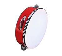 Aumotop Hand Tambourine with Small Bells Durable Wooden Percussion Instrument for Dance and Performance (7 Inch Red)