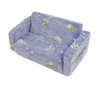 Aumotop Kids Folding Couch with Removable Coat, Ideal for Learning and Reading, Glow in The Dark Velvet Material (Blue)
