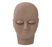 Aumotop Lash Mannequin Head for Eyelash Extension Practice, 3D Simulation with Double Layer Lashes for Beginners, Soft Rubber & Silicone Material, 6.9 X 4.2in Size, Includes 3 Pairs Eyelids (Dark