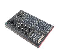 Aumotop Live Singing Sound Card Mixing Console, Audio Mixer with Voice Changer and LED Light, Stream Podcast Game Recording, Compatible with Smartphone Tablet Computer Game Console, 7