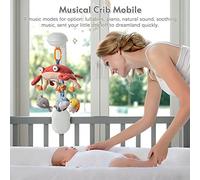 Aumotop Low Noise Starry Projector Baby Crib Mobile Toy with 360° Rotatable Cartoon Rattles - Musical Mobile for Crib, Ideal for Newborns
