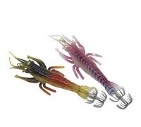 Aumotop Luminous Squid Jig Hooks Sturdy Dual-Layer Incisive Cuttlefish Octopus Lures for Night Fishing PVC Shrimp Squid Bait 5pcs Set with Storage Box (5pcs)