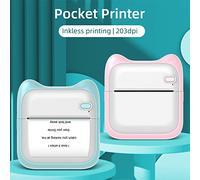 Aumotop Mini Photo Printer Portable Thermal Printing Machine 203dpi Wireless BT Connection Label Phone Receipt Printer, for Students Family Travel Lover Blue Pink (Optional) (P-1)