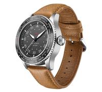 Aumotop North Edge Mach Men's Solar Powered Pilot Watch 50M Chronograph Night Lasting Up to 180 Days Solar Watch for Adventure Enthusiasts, Hardened Mineral Glass Strap (Silver)