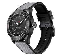 Aumotop North Edge Mach Men's Solar Powered Pilot Watch 50M Chronograph Night Lasting Up to 180 Days Solar Watch for Adventure Enthusiasts, Hardened Mineral Glass Strap (Black)