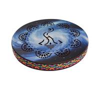 Aumotop Painted Ocean Drum Ethnic Percussion Instrument Birch Wooden Drum for Sound Healing Instruments Artistic Hand for Yoga Meditation (10 Inch)