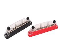 Aumotop Power Distribution Block Durable 10 Terminal 48V 150A Bus Bar for Car Boat, ABS+ Zinc Alloy + Brass (4PCS M6 Studs, 6PCS M4 Screw)