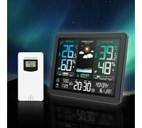 Aumotop Professional Electronic Weather Station Color Screen Clock Temperature Humidity Meter for Home Office Indoor Outdoor Monitoring ABS Material