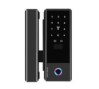 Aumotop Smart Lock Glass Door Lock WiFi Remote Unlocking Fingerprint Password IC Card Mechanical Key Secure Entrance for Home Office, Suitable for Glass Door, Framed Aluminum Alloy