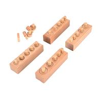 Aumotop Smooth Chamfer Knobbed Cylinder Socket Wooden Blocks Toy, Brain Exercise and Visual Discrimination Training, 4 Bases 20 Cylinders, Suitable for Kids 3 Years Old + (#1)