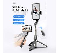 Aumotop Stabilizer Selfie Stick Tripod BT4.0 Wireless Foldable Selfie Stick for Smartphone Black, Aluminum Alloy Extendable Tripod for Reliable Video and Convenient, Travelers and Content Creators