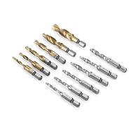 Aumotop Thread Tap Set Plated High Hardness Rustproof Drill Bit for Drilling and Tapping in 1/4" Hex Shank Metalworking Crafting Gold 12pcs for Workshop