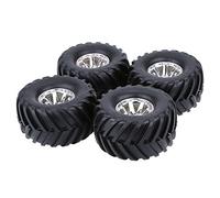 Aumotop Truck RC Car 4 Pieces/Set 1/10 Off-Road Tires Resistant to Wear and Crush for HSP HPI, Rubber Color Silver, Suitable for Remote Control Model Car Enthusiasts