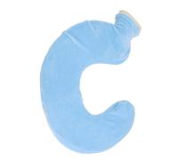 Aumotop U Shaped Warm Neck Hot Water Bottle Soft Insulated Rubber Bag for Winter Nights, with Detachable Cover for Travel, 1L Capacity Cold/Hot Compress, Ideal Friends - Rubber/Polyester (Light Blue)