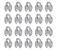 Aumotop Wire Rope Clamp Secure Fasteners Set, 20Pcs Stainless Steel Cable Clamp/Holder Lock for Rigging Hardware, Tight Connection for Fixed Loads, M6 Size Temporary Guardrail Systems (M5(5mm))
