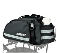 AUMTISC Bicycle Bag for Pannier Rack, 15L Waterproof & Reflective Bicycle Pannier Rack Bag with Shoulder Strap and Bottle Holder with Rain Cover