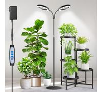 Aumtrly Grow Light, 2 Head Black Full Spectrum Plant Light with 68" Adjustable Stand for Growing Large Tall Plants, 168 LED Floor Standing Grow Lamp with 6/12/16H Timer, 5 Dimmable, 3 Modes