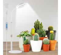 Aumtrly Grow Lights for Indoor Plants, Full Spectrum Table Plant Light for Growing Small Plant, 80 LED Halo Grow Lamp with Base, 6/12/16H Timer, 3 Modes, Height Adjustable 16.5-24.5"
