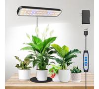 Aumtrly LED Grow Light Black, Full Spectrum Table Plant Light with Base | 3 Spectrum Modes, 5000K White, 26" Adjustable Height, 6/12/16H Auto Timer, 5 Brightness Levels, for Seedlings, Indoor Plants