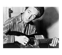 Aumuller Portrait Folk Singer Woody Guthrie Kill Fascists Photo Premium Wall Art Canvas Print 18X24 Inch