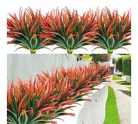 AUMVEYI 12 Pcs Artificial Outdoor Plants UV Resistant Tall Fake Grass Plants Bushes Faux Tropical Flowers Décor Fall Winter Summer Planters Patio Front Door Porch Plastic Greenery & Shrubs Decoration