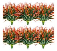 AUMVEYI 16 Pcs Artificial Outdoor Plants UV Resistant Tall Fake Grass Plants Bushes Faux Tropical Flowers Décor Fall Winter Summer Planters Patio Front Door Porch Plastic Greenery & Shrubs Decoration