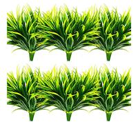 AUMVEYI 16 Pcs Outdoor Fake Plants UV Resistant Artificial Tall Grass Plants Faux Tropical Flowers Bushes Fall Winter Summer Planters Yard Patio Front Porch Décor Plastic Greenery Shrubs Decoration