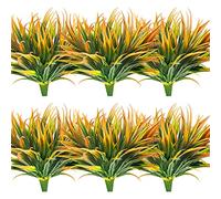 AUMVEYI 16 Pcs Outdoor Fake Plants UV Resistant Artificial Tall Grass Plants Faux Tropical Flowers Bushes Fall Winter Summer Planters Yard Patio Front Porch Décor Plastic Greenery Shrubs Decoration