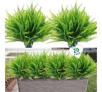 AUMVEYI 20 Pcs Ferns Artificial Plants Outdoor Fake Boston Fern Bushes Large Bundle Faux Fern Stems UV Resistant Plastic Flowers for Outside Planter Front Porch Garden Ground Greenery Décor