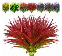 AUMVEYI 8 Pcs Outdoor Fake Plants UV Resistant Artificial Tall Grass Plants Faux Tropical Flowers Bushes Décor Fall Winter Summer Planters Patio Front Door Porch Plastic Greenery & Shrubs Decoration