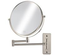 AumVum 8 inch Bathroom Shaving Mirror Wall Mounted, 1X/10X Magnification Wall Mount Makeup Mirror with Adjustable Extendable Arm, 360° Swivel for Bathroom Vanity, Nickel Finish (No Light