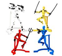 AUMXXJM T13 Robot Action Figure Set, 4PCS 3D Printed PVC Action Figures with Multiple Accessories for Collectors & Desktop Decorations