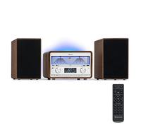 Auna CD Player for Home - FM/DAB/DAB+ Radio with Bluetooth + AUX, 25W Detachable Micro Speakers, LCD Display, Remote Control, MP3, USB & Music Streaming, Mains Powered