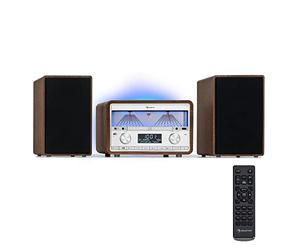 Auna DAB Radio CD Player for Home, FM/DAB/DAB+ Radio with Bluetooth + AUX, 25W Detachable Micro Stereo System Speakers, LCD Display, Remote Control, MP3, USB & Music Streaming, Mains Powered