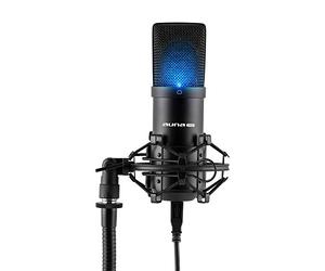 Auna Pro MIC-900 - USB Microphone, Microphone PC, Condenser Microphone, Cardioid Studio (Plug & Play, USB Connector & Shockmount) - Black w/LED lighting
