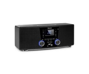 auna Stockton Micro Stereo System - 20W max. (2x 5W RMS), DAB+, FM Radio Tuner, RDS Function, CD Player, Bluetooth, USB Port, AUX-IN, OLED Display, X-Bass, EQ, Timer, Alarm Function, Black